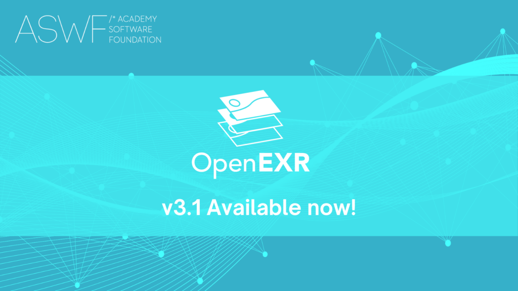 OpenEXR logo on blue background with text "v3.1 Available now!" underneath